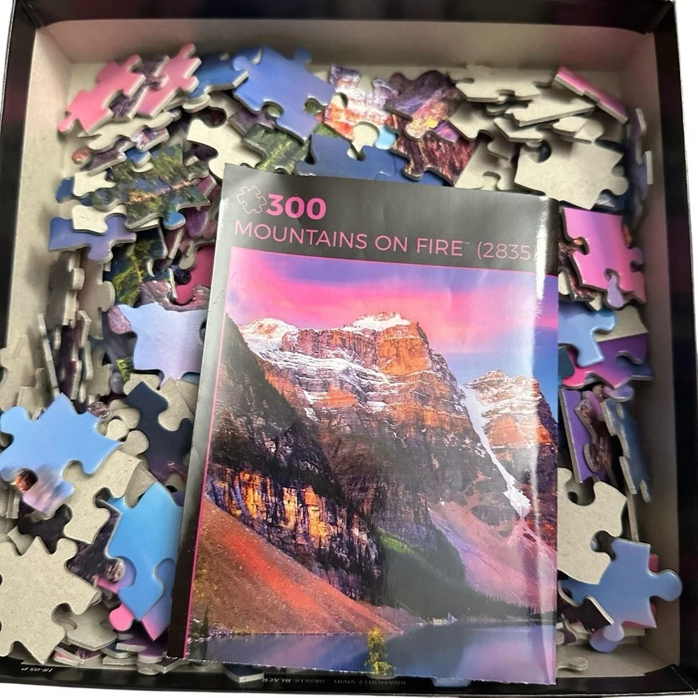Buffalo Games - Mountains on Fire w Lake‎ Scene 300 Piece Jigsaw Puzzle 18 x 18